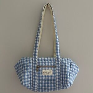 Chic Blue Checkered Shoulder Bag